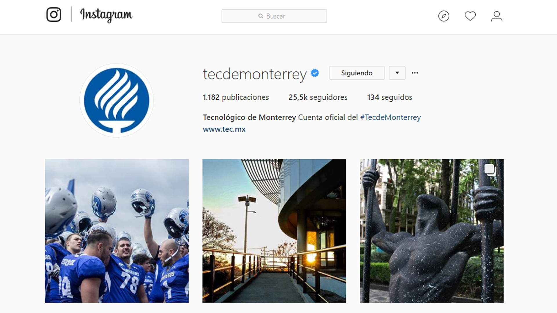 Captura de pantalla de la cuenta de Instagram del Tecnológico de Monterrey