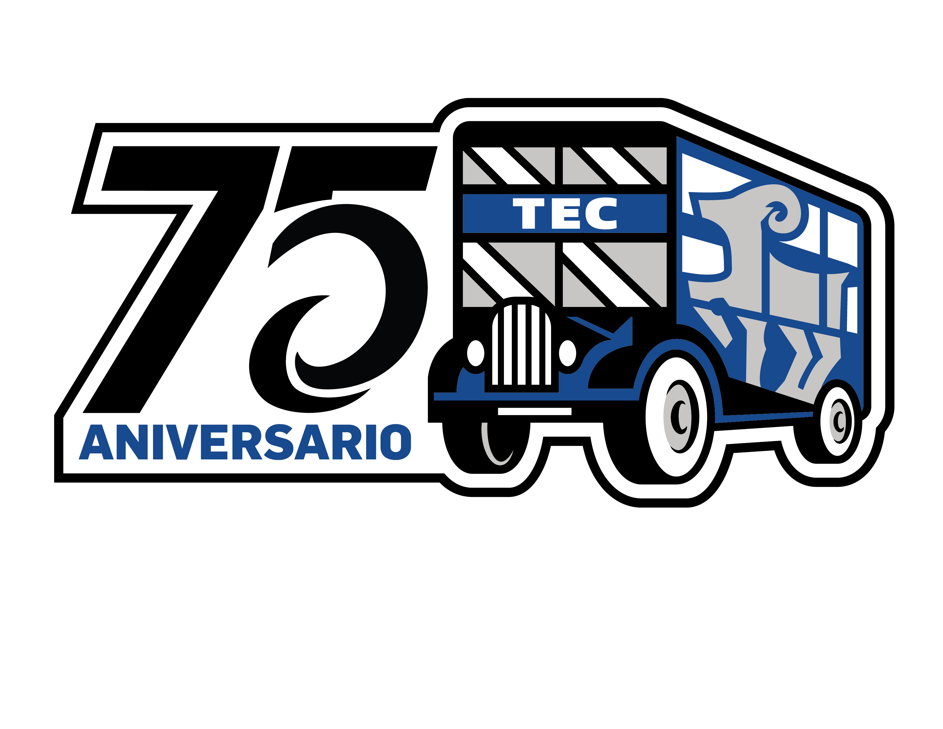 EL logo del 75 aniversario hace alusión a la leyenda de la adopción del Borrego como mascota, rumbo al primer partido de futbol americano entre el Tec y el equipo de la Universidad Autónoma de Nuevo León