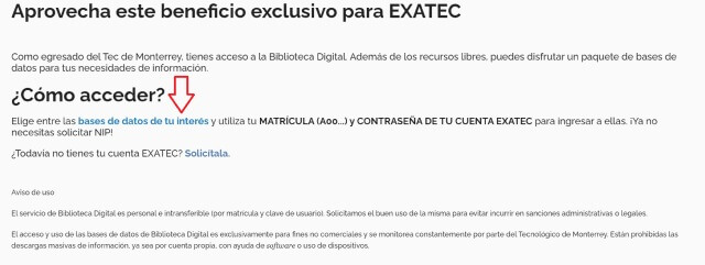 clic en base de datos de tu interes