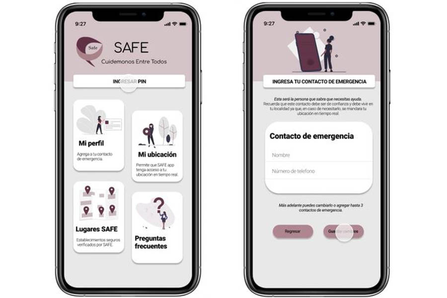 Aplicación para celular desarrollada por el equipo  Safe