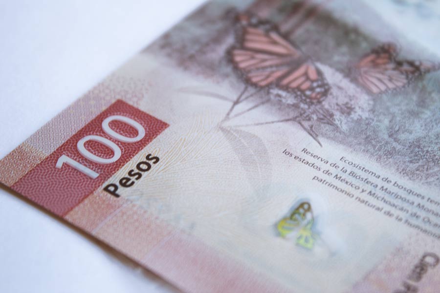 Reverso del billete de cien pesos de México el más bonito del mundo