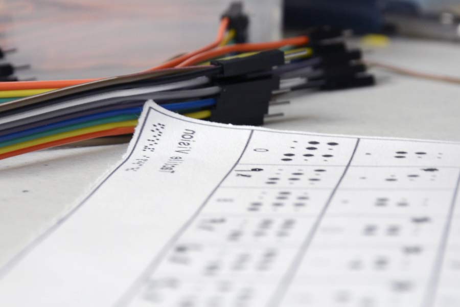El equipo comenta que ha sido retador trabajar con el braille debido a su tamaño y complejidad.