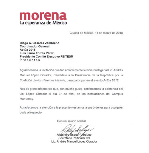Carta de López Obrador