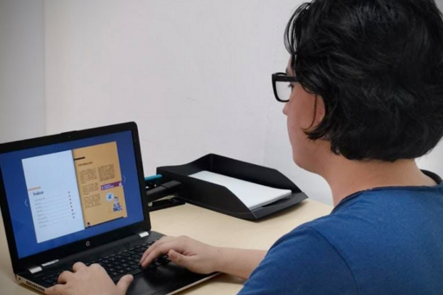 estudiante viendo su ebook en una computadora