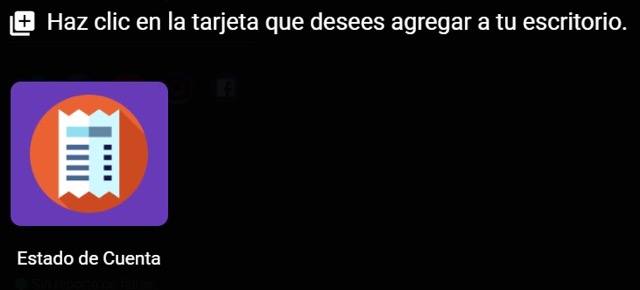 haz clic en la tarjeta que desees agregar a tu escritorio