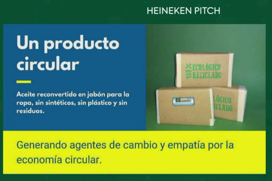 Este jabón para ropa está hecho en un 70% con aceite de cocina reciclado.