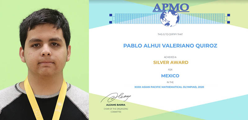 Reconocimiento virtual Pablo Valeriano, medalla de plata en APMO