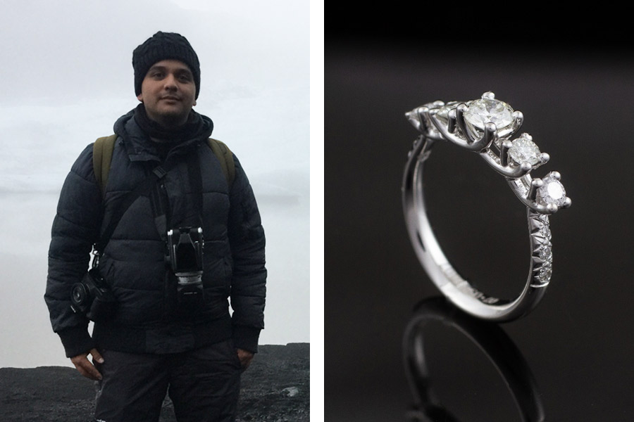 Luis Delaye y anillo de su marca Petit Bribón