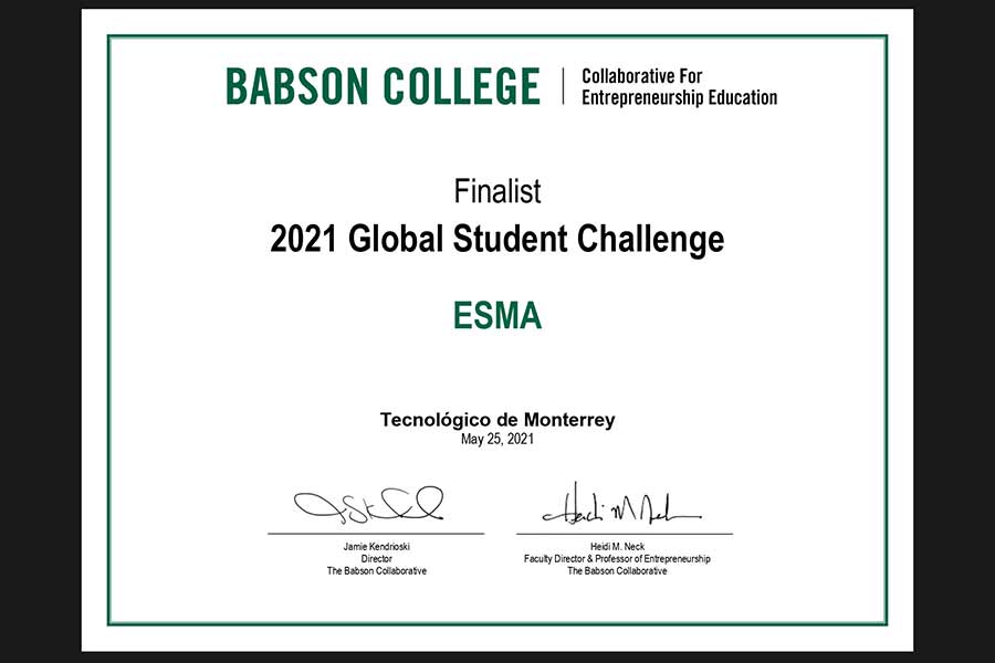 Reconocimiento Babson College, Daniela Cabral ESMA