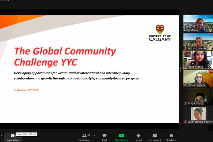 videollamada de zoom presentando el global community challenge