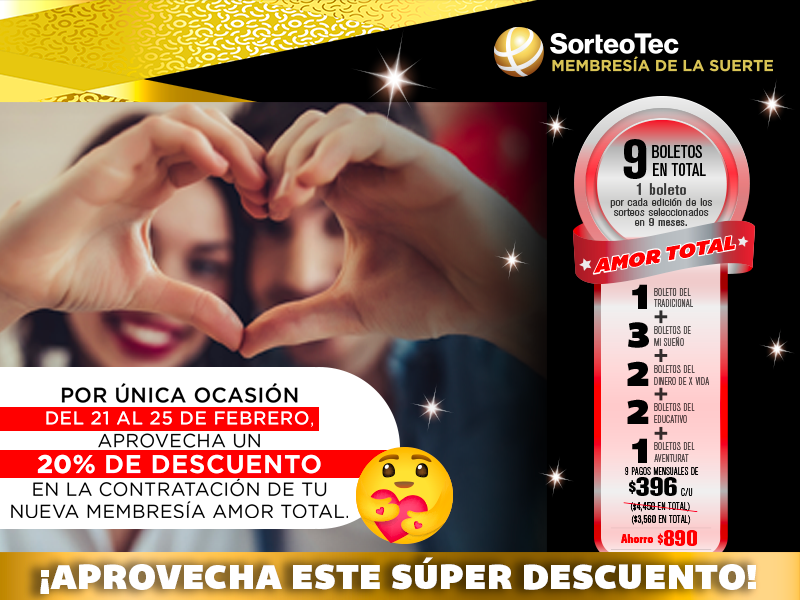 Membresía Amor Total | Promoción de Sorteos Tec
