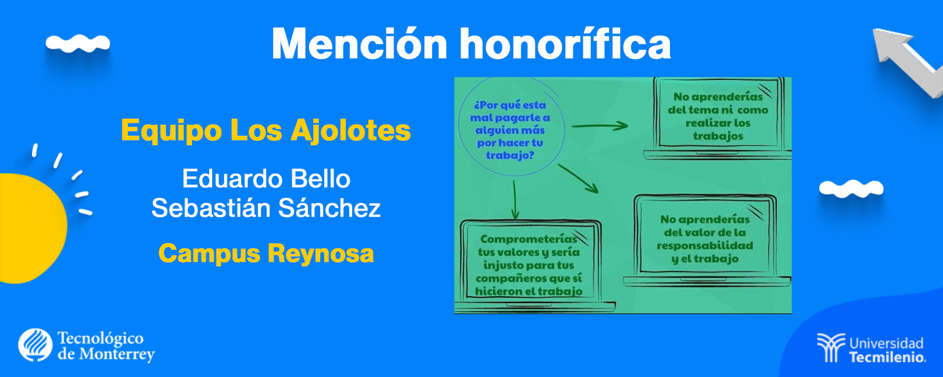 Mención honorífica 2 ganadores del concurso ¡Dale voz a la integridad académica! del Tec de Monterrey y TecMilenio