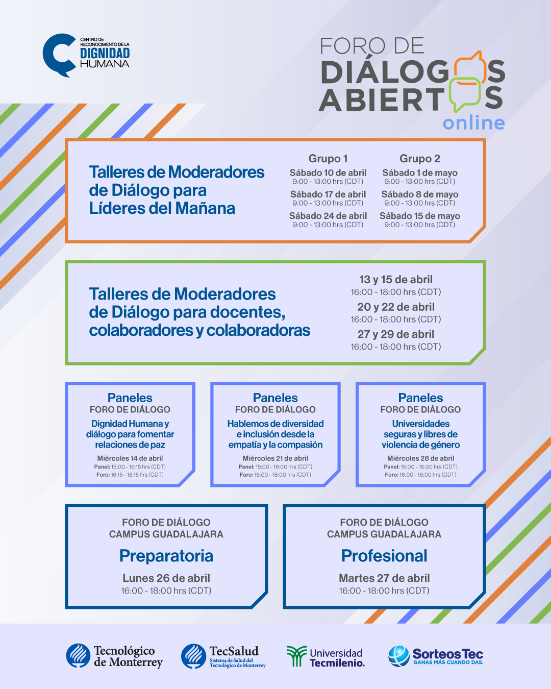 Agenda por actividad del Foro de Diálogos Abiertos