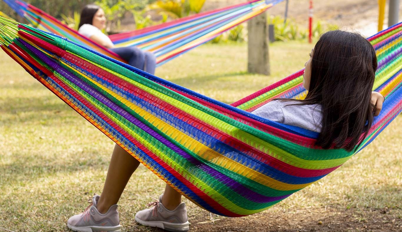 Several hammocks are available for relaxation at the Veracruz campus.
