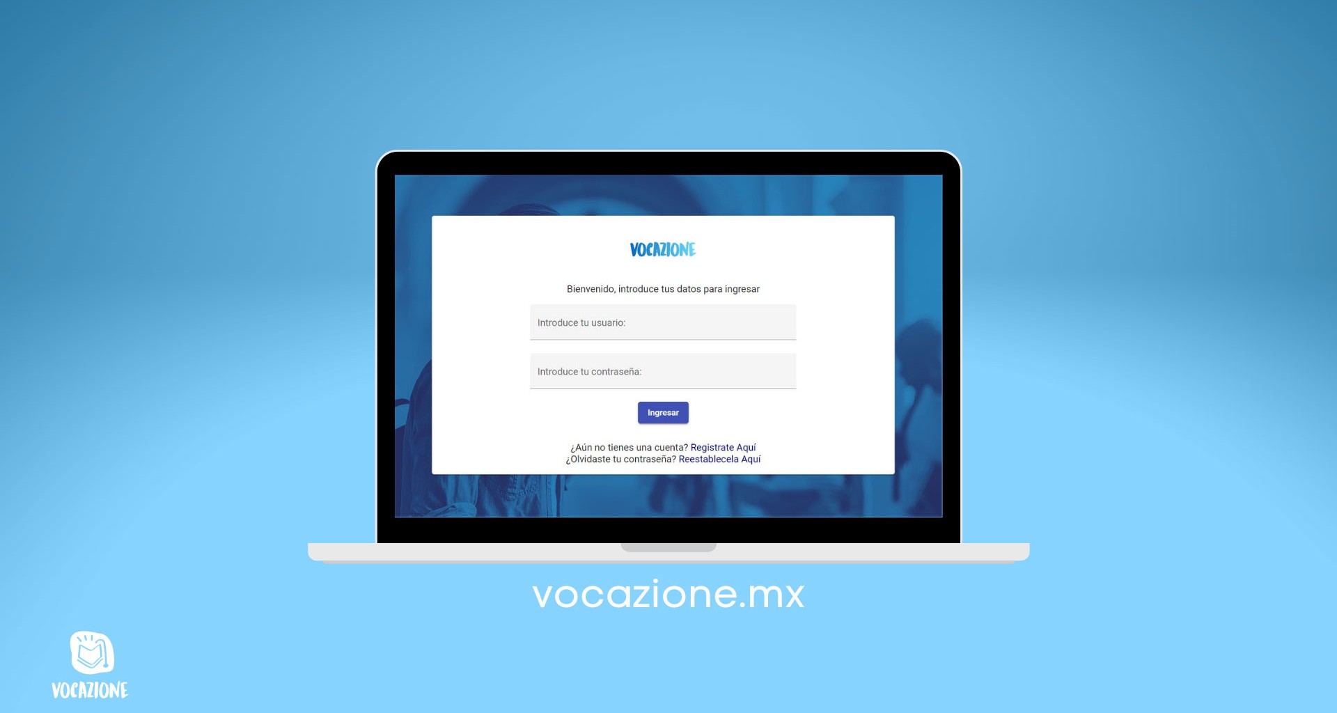 Página de registro plataforma Vocazione
