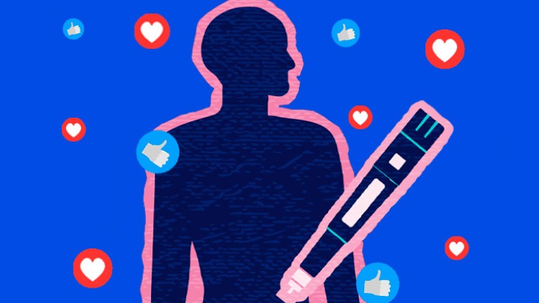 ilustracion de un cuerpo con una inyeccion de ozempic