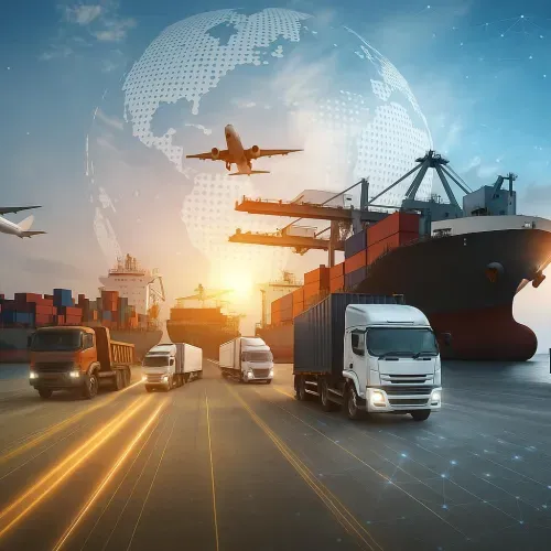 Integrated transportation infrastructure: air, maritime, and land.