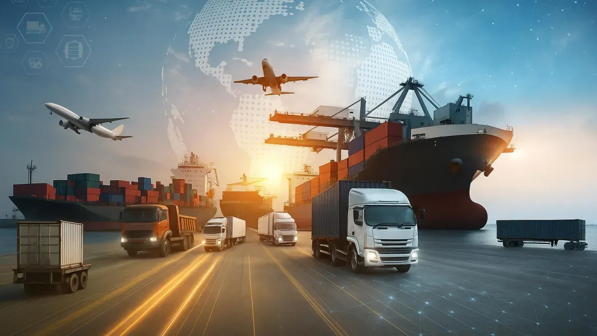 Integrated transportation infrastructure: air, maritime, and land.