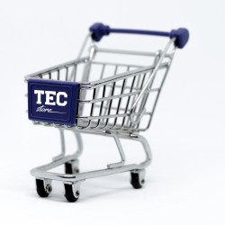 Carrito de compras con el logo de la Tec Store