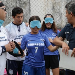 Partido de soccer entre Borregas de PrepaTec Santa Anita y Atlético Guadalajara Escuela de Futbol para Ciegos