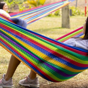 Several hammocks are available for relaxation at the Veracruz campus.